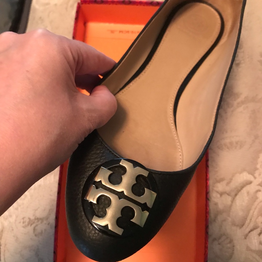 GUC Tory Burch black flat Claire ballet 10M shoes
